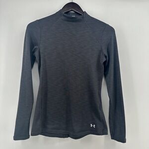 Under Armour Womens Mock Neck Long Sleeve Athletic Top Charcoal Gray XS